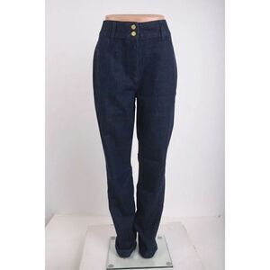 Triarchy Womens High Waisted Button Jeans Medium Indigo Sz US 6 EU 28 New
